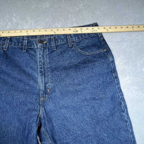 Carhartt Jeans Relaxed Fit Men’s Size 44X 32 Dark Blue Denim Straight Leg Baggy - Picture 3 of 13